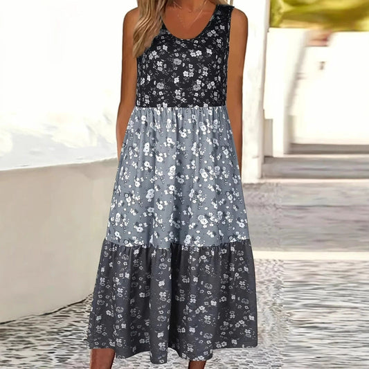 Floral Tiered Greta  Casual Vest Dress