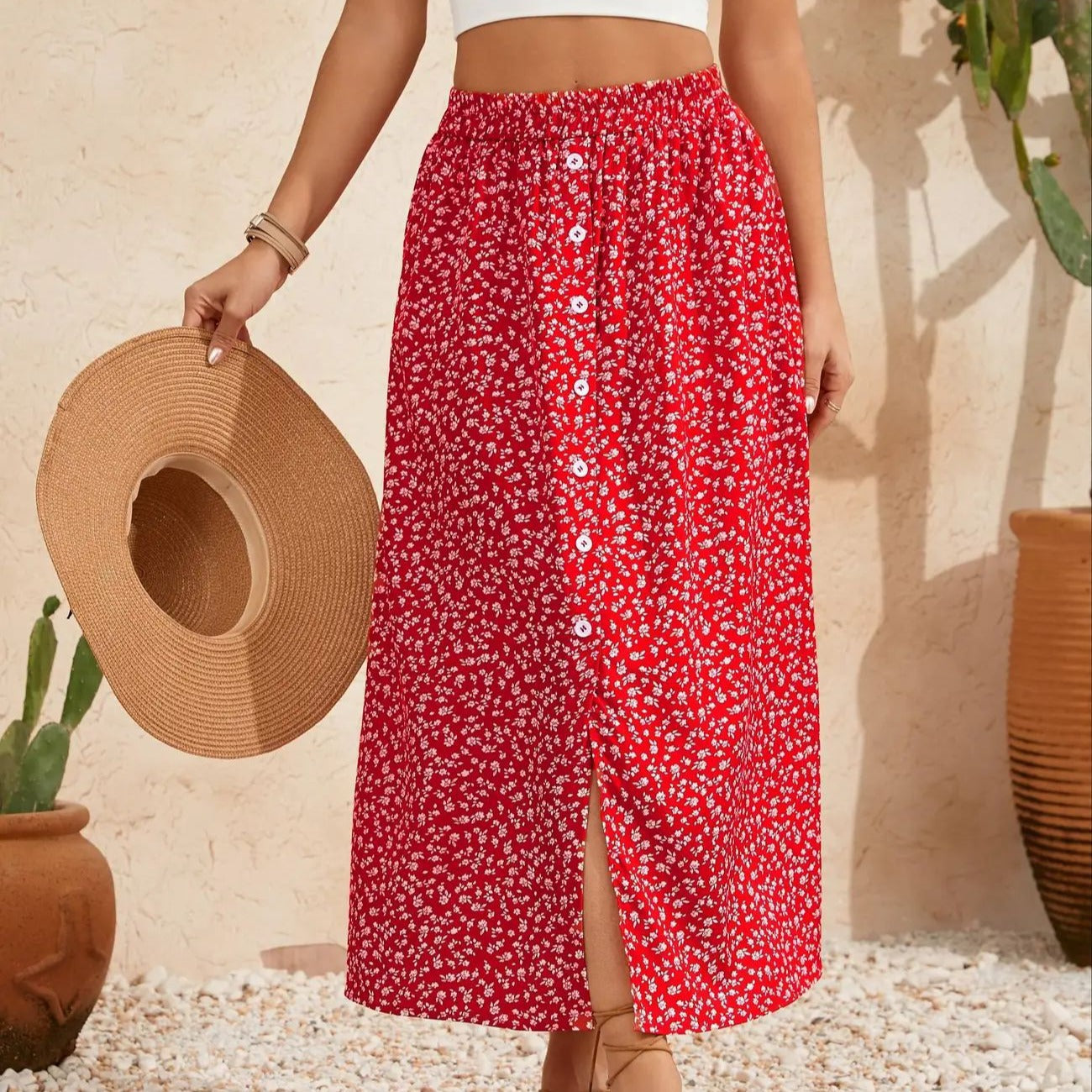 Pastoral Floral A-Line Skirt by Greta 