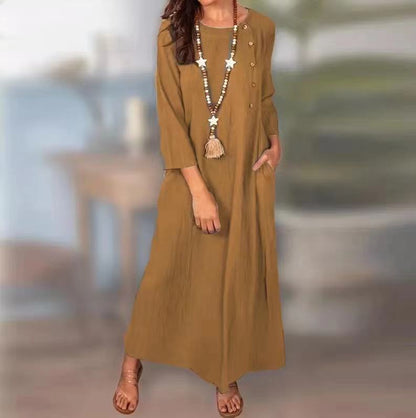 Vintage Linen Long Sleeve Dress by Greta 