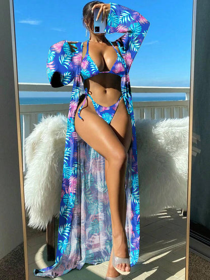 Vibrant Floral Greta  Long Sleeve Bikini Set