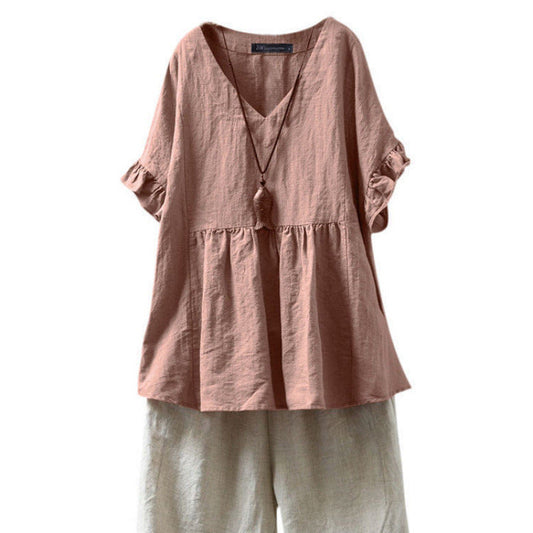 Ruffled Cotton Plus Top Greta  Pinterest-Inspired