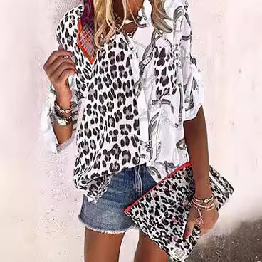 Floral V-Neck Loose Blouse by Greta 