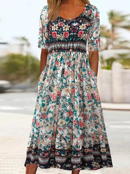 Bohemian Floral Maxi Dress by Greta 
