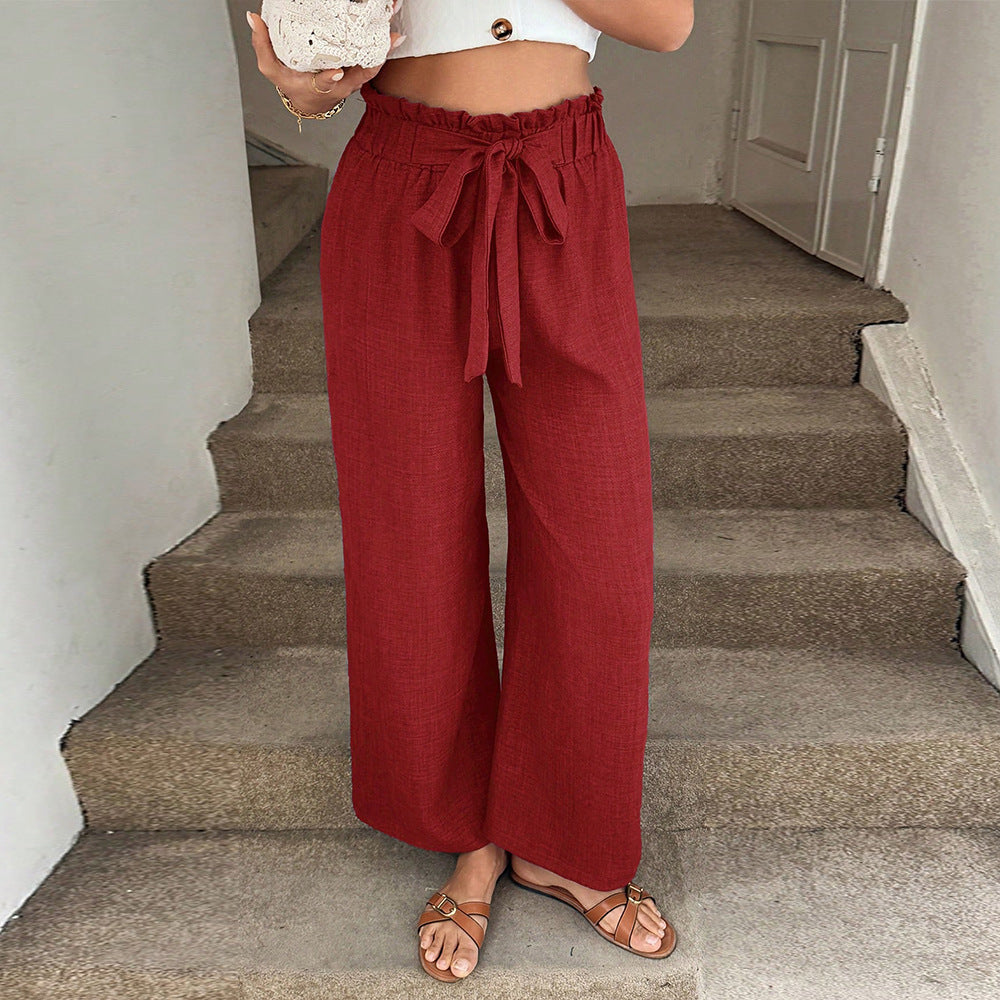 Red Wide-Leg Greta  Drawstring Pants