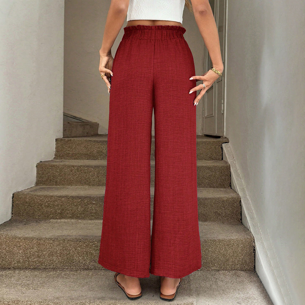 Red Wide-Leg Greta  Drawstring Pants