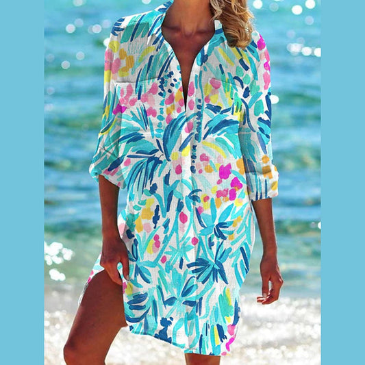 Vibrant Crepe Beach Cover-Up by Greta 