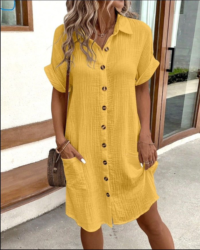 Chic Short Sleeve Shirt Dress by Greta 