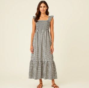Plaid Ruffle Maxi Dress by Greta 