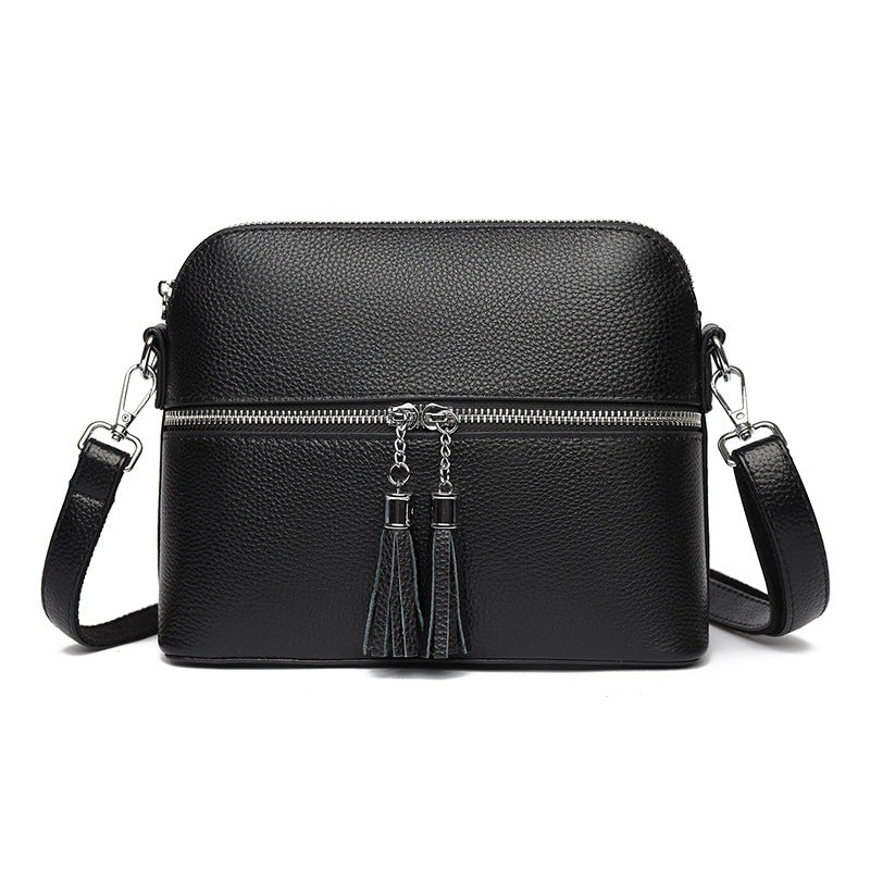 Crossbody-Tasche mit Doppelreißverschluss und Quasten