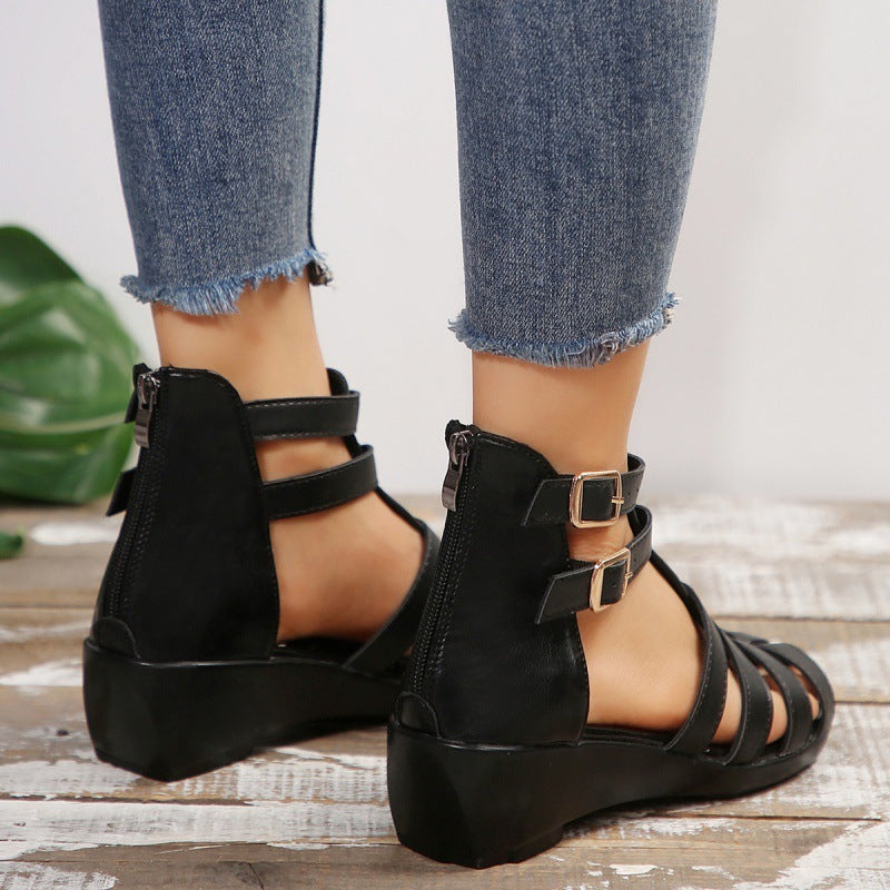 Chic Hollow-Out Wedge Sandals by Greta 