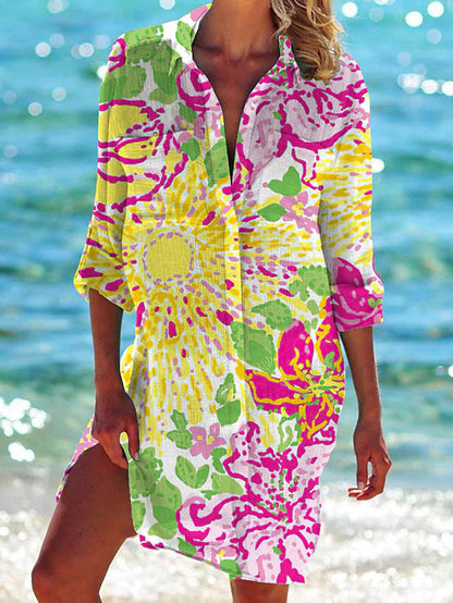 Vibrant Crepe Beach Cover-Up by Greta 