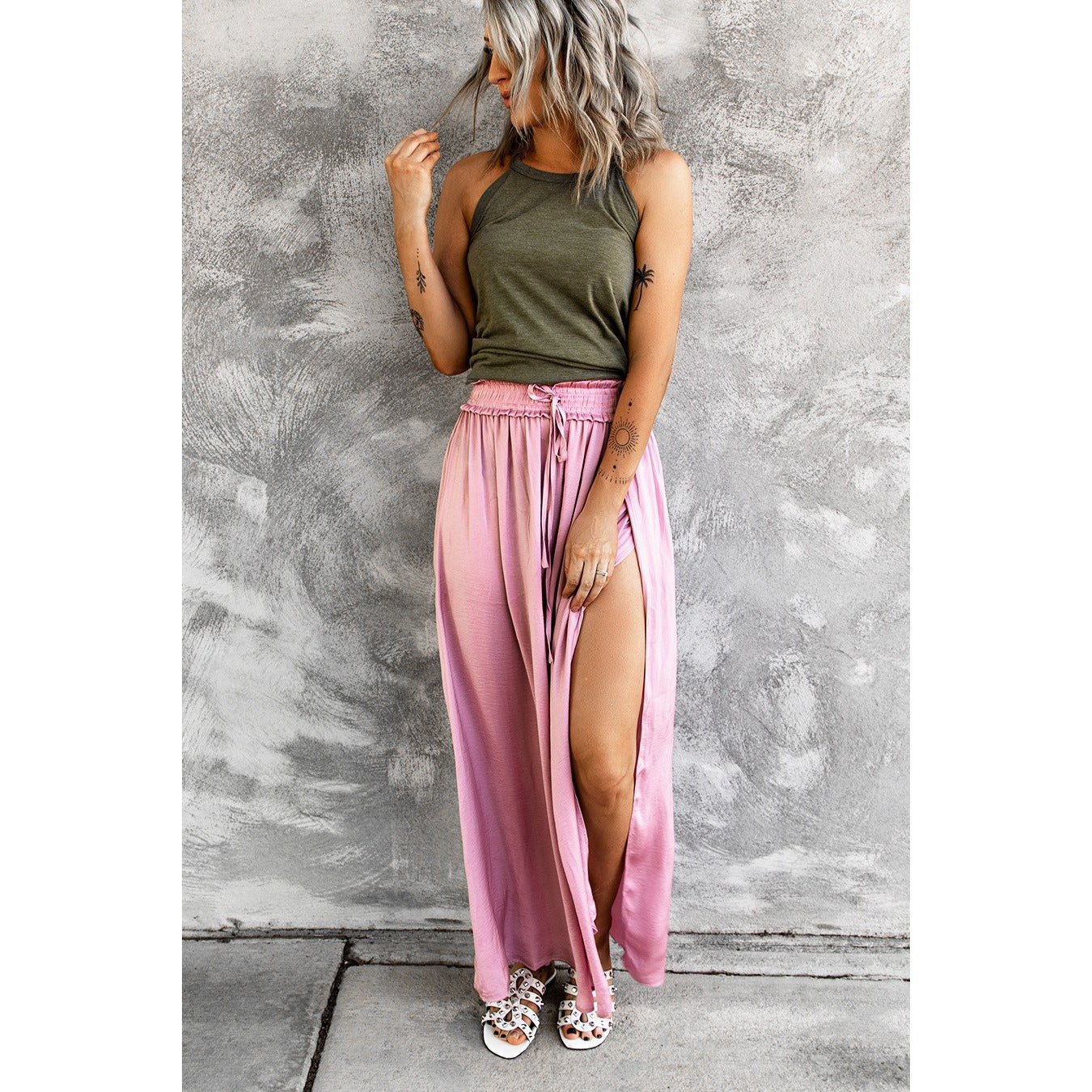 Flowy Slit Maxi Skirt by Greta 