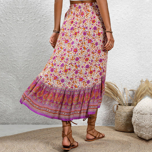Boho Floral Greta  A-Line Cotton Skirt
