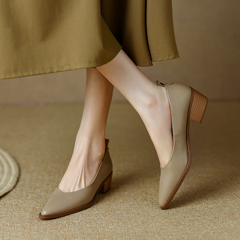 Elegant Sheepskin Low Heels by Greta 