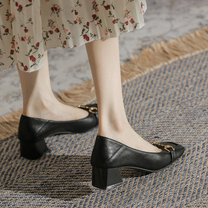 Elegant Square Toe Heels by Greta 