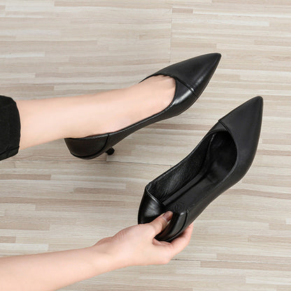 Elegant Black Sheepskin Heels by Greta 