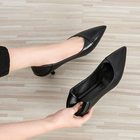 Elegant Black Sheepskin Heels by Greta 