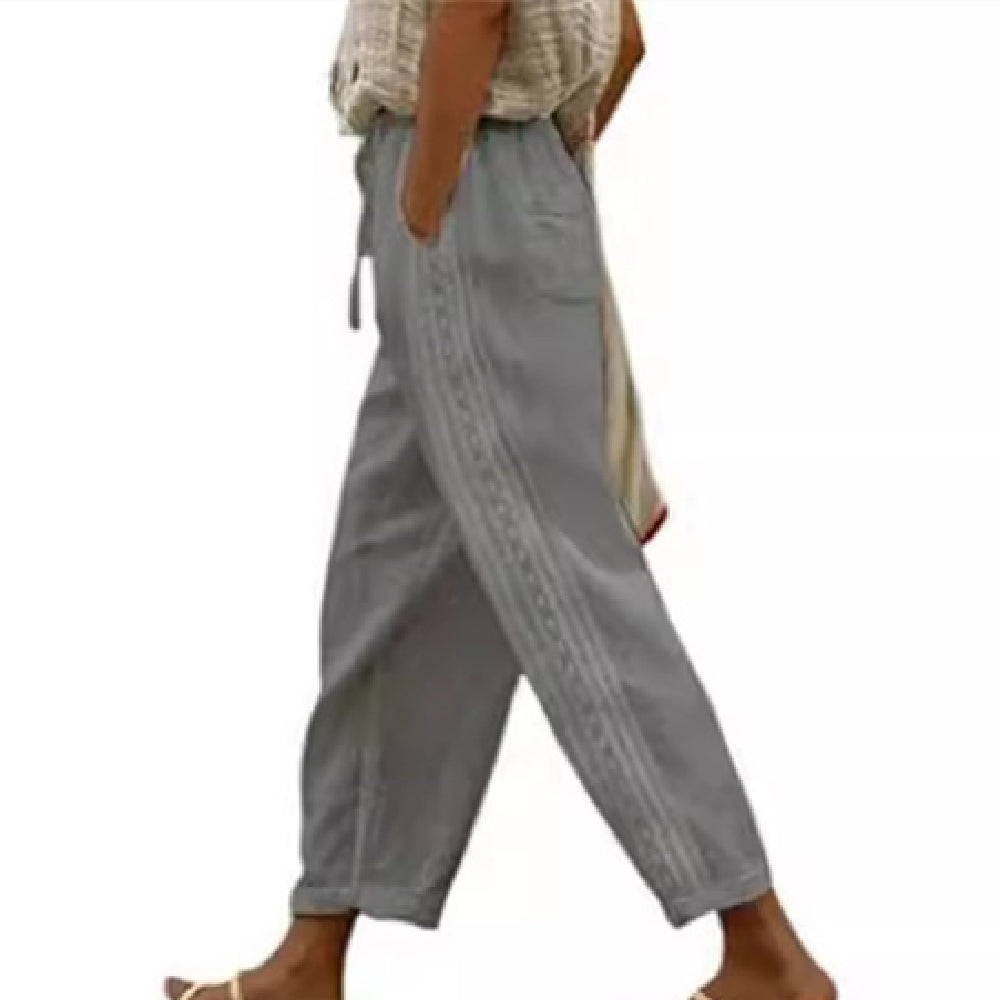 Elegant Cotton Linen Cropped Pants Greta 