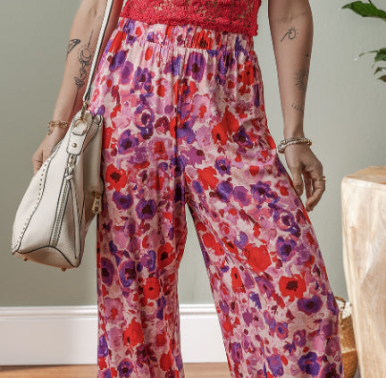 Vibrant Floral High Waist Pants by Greta 