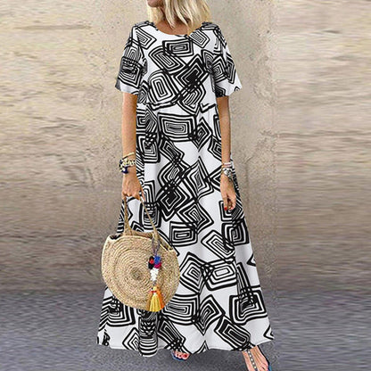 Geometric Summer Maxi Dress by Greta 