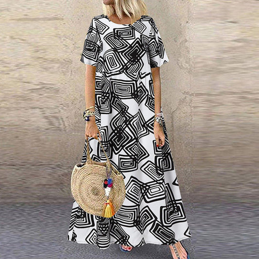 Geometric Summer Maxi Dress by Greta 