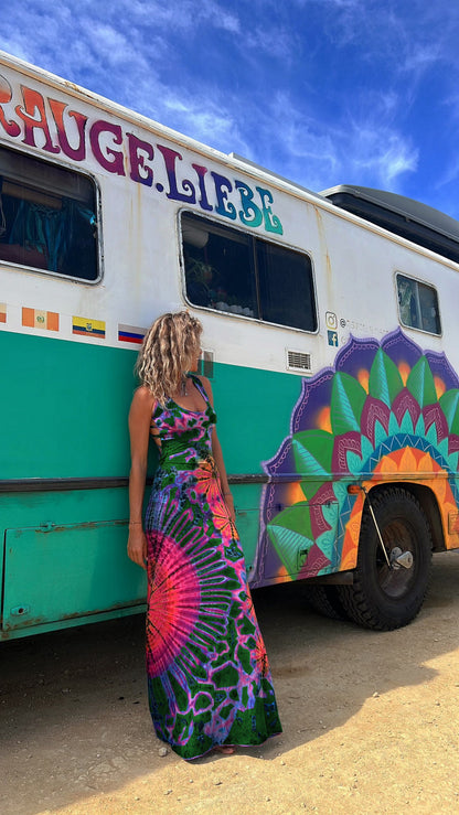 Vibrant Geometric Greta  Backless Maxi Dress