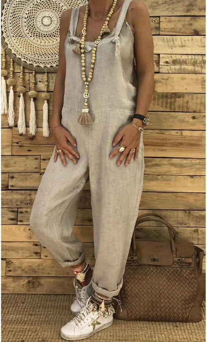 Relaxed Cotton Linen Jumpsuit by Greta 