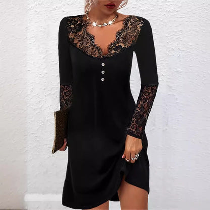 Elegant Lace V-Neck Dress by Greta 