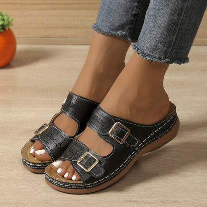 Retro Buckle Platform Sandals Greta 