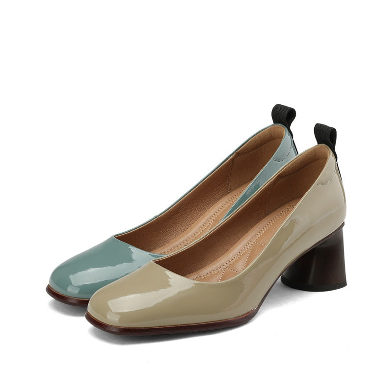 Elegant Leather Chunky Heels by Greta 