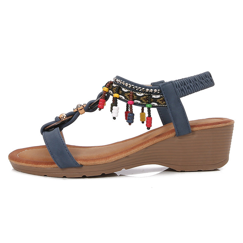 Chic Rhinestone Wedge Sandals by Greta 