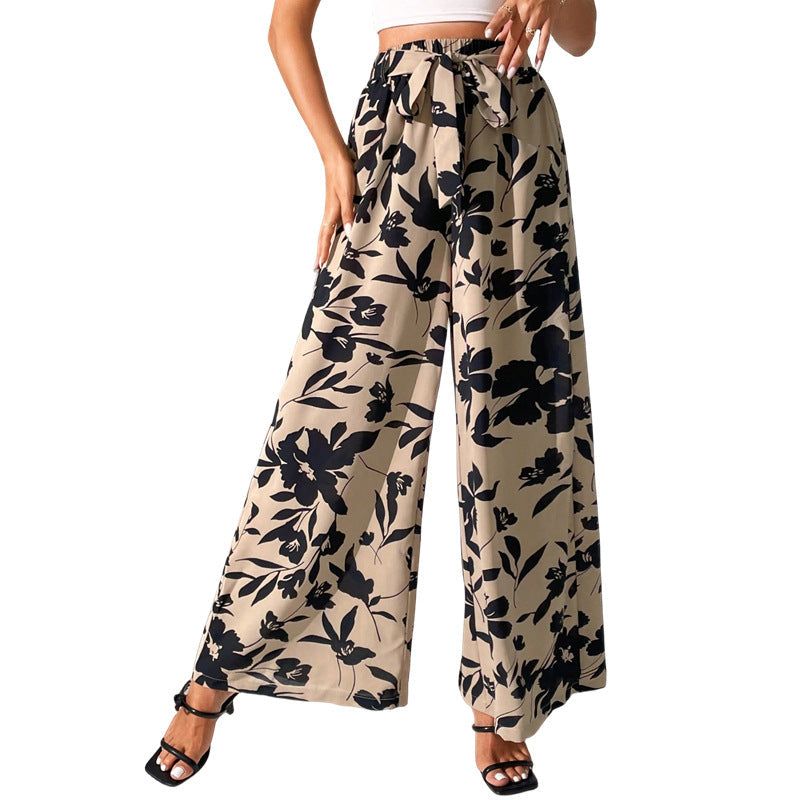 Floral High Waist Wide Leg Pants by Greta 