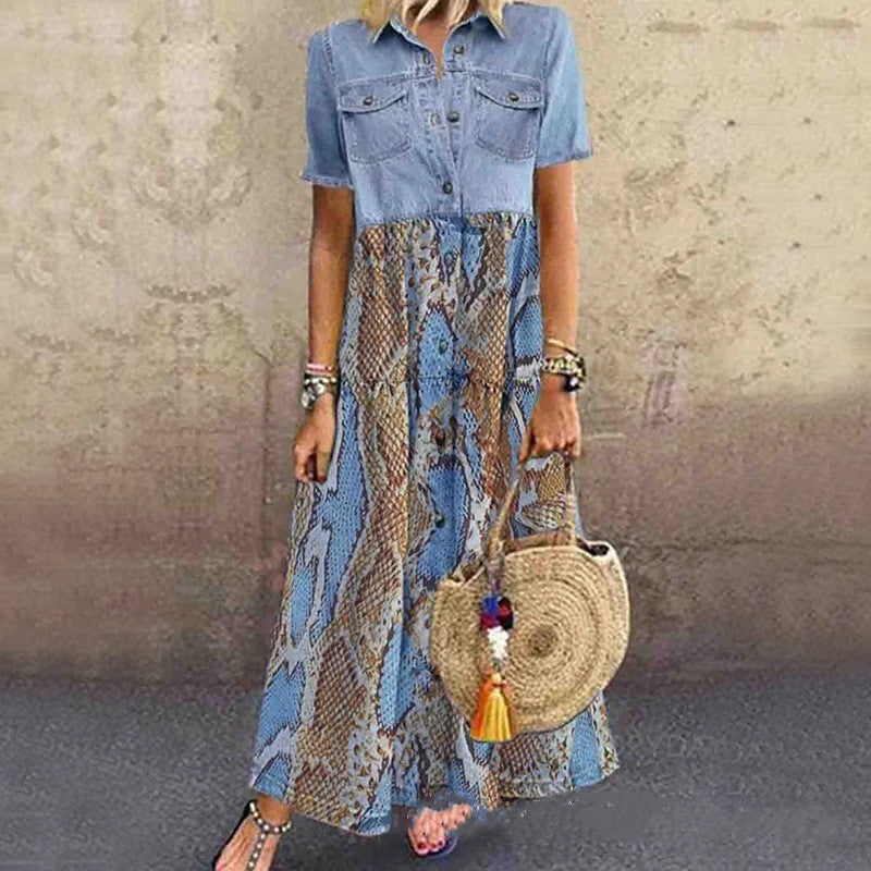 Boho Print Maxi Dress Greta  Summer Swing Skirt