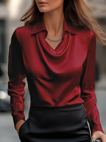 Elegant Satin Swing Collar Top by Greta 