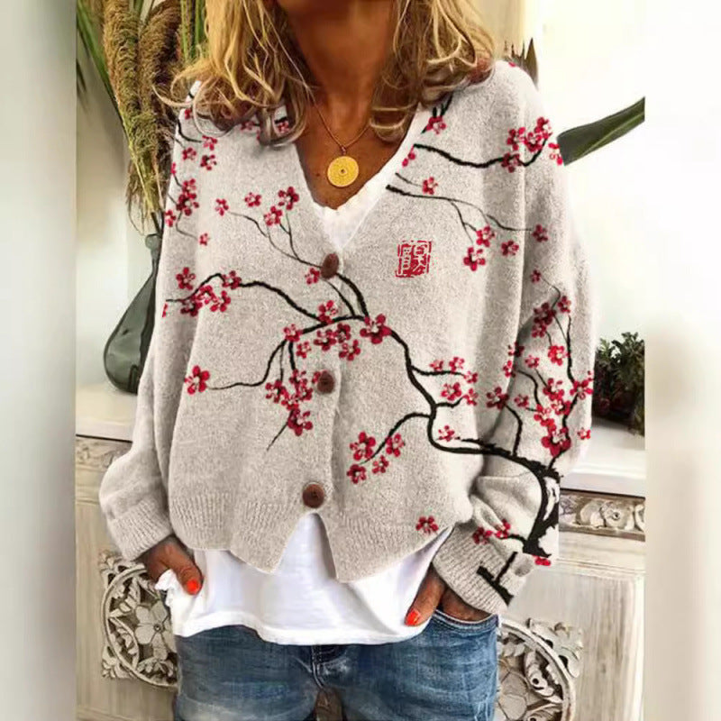 Vibrant Abstract Greta  Casual Cardigan