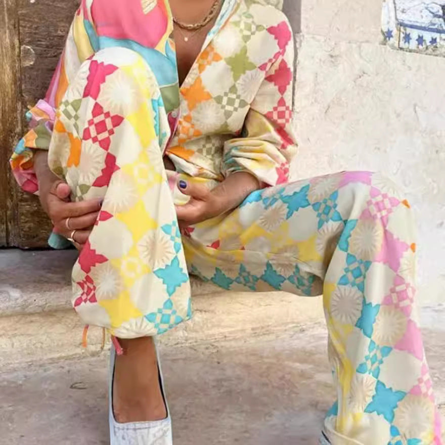 Vibrant Graffiti Print Greta  Long Sleeve Shirt