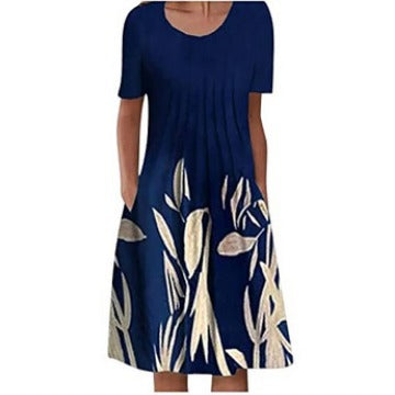 Floral Print Round Neck Dress by Greta 