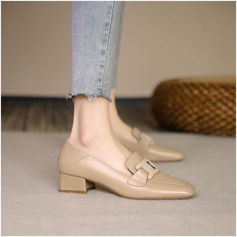 Elegant Greta  Chunky Heel Loafer Pumps