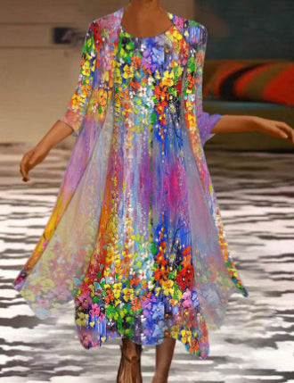 Elegant Floral Greta  Summer Two-Piece Dress