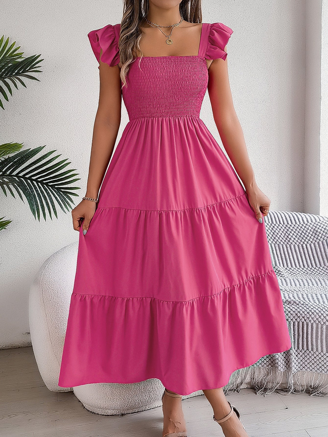 Elegant Greta  Sleeveless Midi Summer Dress
