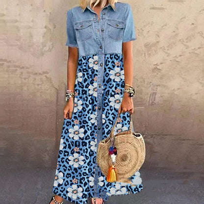 Boho Print Maxi Dress Greta  Summer Swing Skirt