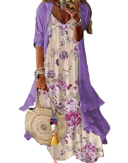 Floral Print Greta  Summer Two-Piece Dress Set