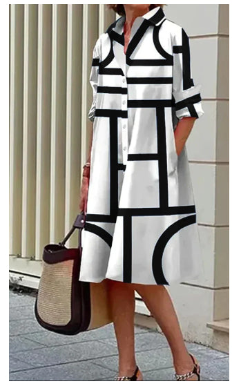 Modern Geometric Greta  Shirt Dress