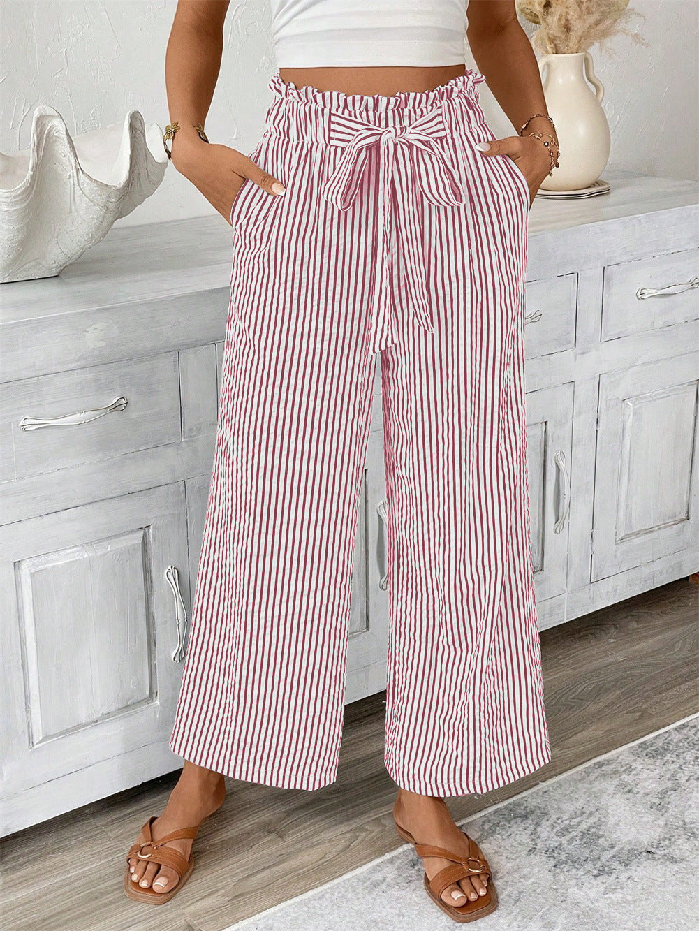 Striped Straight-Leg Pants by Greta 