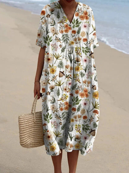 Boho Floral Greta  V-Neck Summer Dress