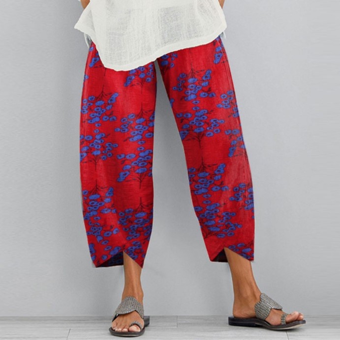 Retro Floral Wide Leg Pants Greta 