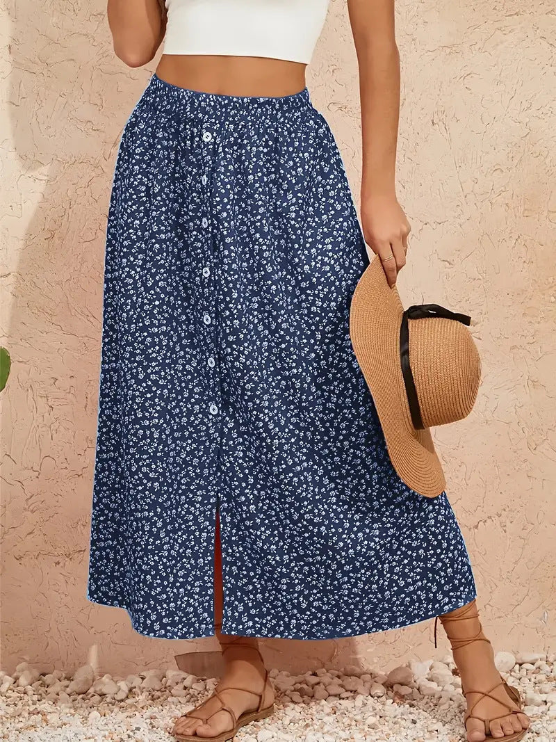 Pastoral Floral A-Line Skirt by Greta 