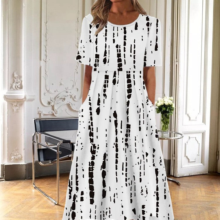 Floral Print Round Neck Dress by Greta 