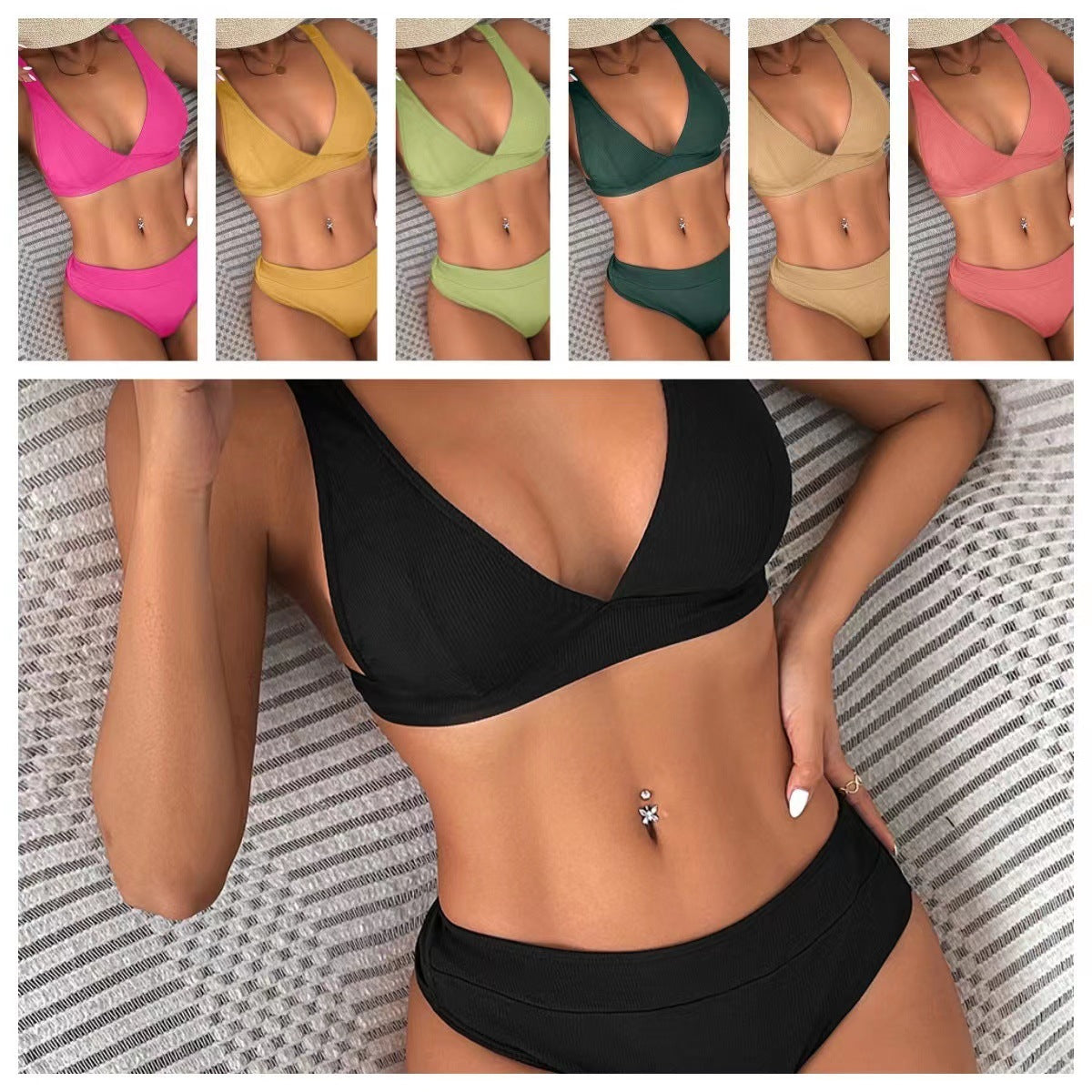 Chic Ribbed Greta  Bikini Set