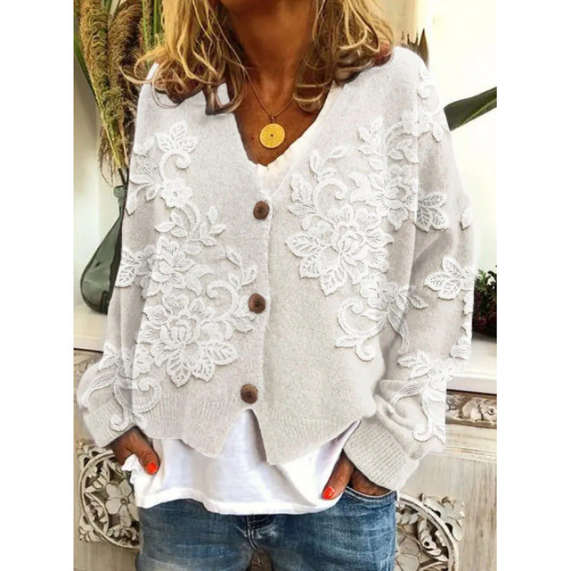 Vibrant Abstract Greta  Casual Cardigan